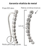 Brinco de prata 925 ear cuff bolinhas com zircônias branca 2,2 cm - Imagem 3