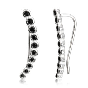 Brinco Ear Cuff Bolinhas Zircônias Preta