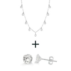 Brinco Zircônia e Choker Zircônias Penduradas