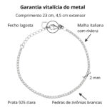 Pulseira de prata 925 riviera com zircônias brancas - Imagem 3