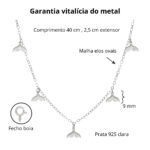Choker de prata 925 pingentes rabo de baleia 40 cm - Imagem 4