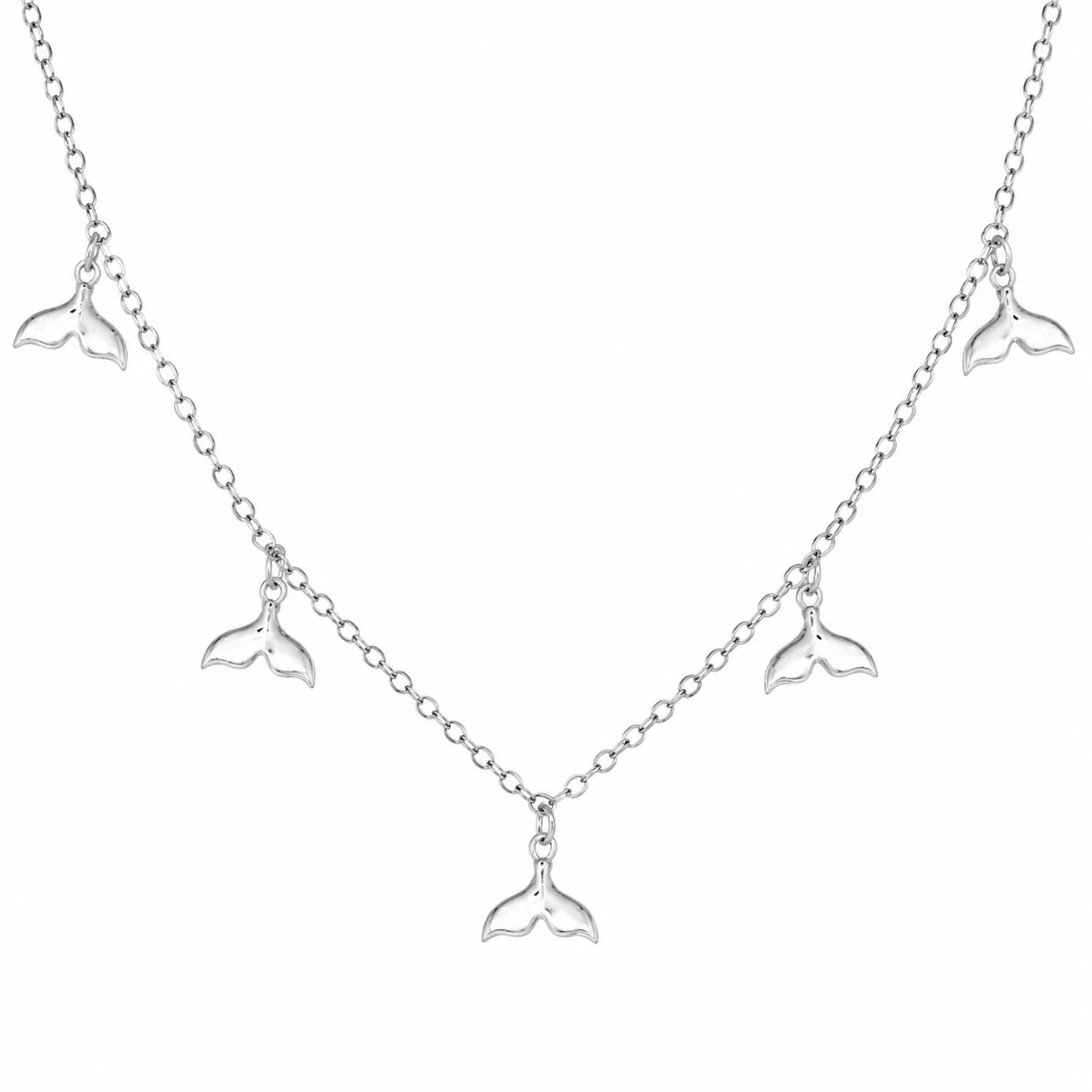 7954-Choker-prata-925-pingentes-rabo-baleia-40cm Choker de prata 925 pingentes rabo de baleia 40 cm - Imagem 1