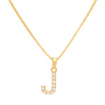 Colar Letra J Cravejada Banhado a Ouro