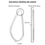 Brinco de prata 925 argola gota base redonda 3,5 cm - Imagem 3