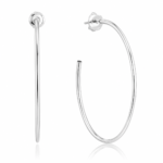 Brinco de prata 925 argola fio redondo liso com tarraxa 5,1 cm