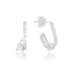 Brinco de prata 925 J cravejado com zircônia gota 1,4 cm