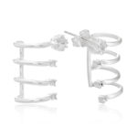 Brinco de prata 925 ear cuff quatro argolas e detalhes em zircônias com tarraxa 2 cm