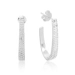 Brinco de prata 925 J cravejado com zircônias brancas 2,4 cm