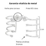 Brinco de prata 925 ear cuff quatro argolas e detalhes em zircônias com tarraxa 2 cm - Imagem 4