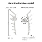 Brinco de prata 925 riscos crescentes cravejado com zircônias brancas 2,6 cm - Imagem 4