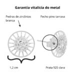 Brinco de prata 925 pizza zircônias brancas com borda riscadinha 1,2 cm - Imagem 3