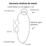 Bracelete de prata 925 oval liso infinito com fecho trava - Imagem 3
