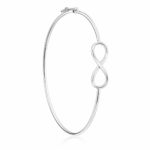 Bracelete de prata 925 oval liso infinito com fecho trava