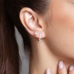 Brinco de prata 925 J cravejado com zircônia gota 1,4 cm - Imagem 2