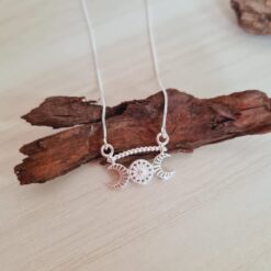 Colar de prata 925 veneziana lua e mandala 45 cm