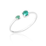 Anel de Prata Ajustável Zircônias Turmalina