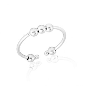 Anel de Prata Antiestresse Bolinhas