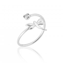 Anel de Prata Libélula e Zircônia