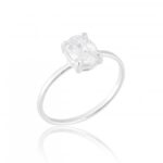 Anel de Prata Zircônia Cristal Oval