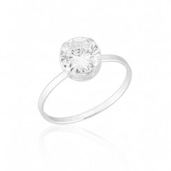 Anel de Prata Zircônia Cristal Redonda