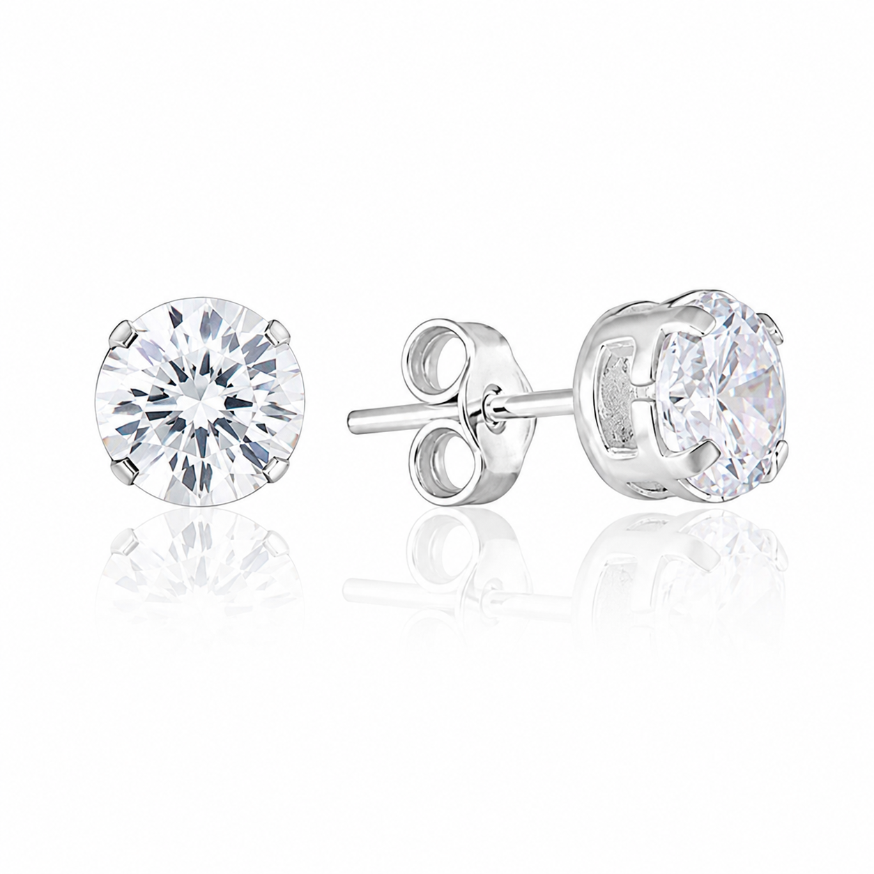 8535-Brinco-prata-925-zircônia-redonda-cristal-6mm Brinco de prata 925 zircônia redonda cristal 6 mm - Imagem 1