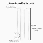 Brinco de prata corrente lisa 16,2 cm - Imagem 3