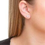 Brinco de Prata Zircônia Redonda Cristal