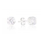 Brinco de Prata Zircônia Redonda Cristal