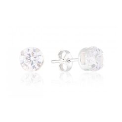 Brinco de Prata Zircônia Redonda Cristal