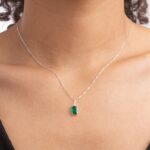 Pingente de Prata Zircônia Verde Quadrada