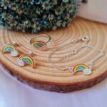 Conjunto de prata infantil arco-íris