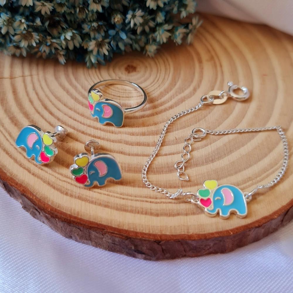 47366701fa998a0545a281eda12c8f83.jpg Conjunto de prata infantil elefante - Imagem 1