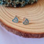 Conjunto de prata infantil coração azul e branco - Imagem 2