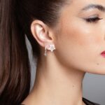 Brinco de prata 925 estrela vazada cravejada de zircônias - Imagem 2