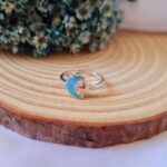 Conjunto de prata infantil lua azul com duas estrelas - Imagem 3