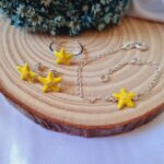 Conjunto de prata infantil estrela amarela