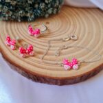 Conjunto de prata infantil laço pink