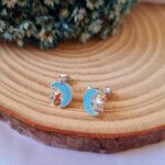 Conjunto de prata infantil lua azul com duas estrelas - Imagem 2