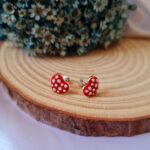 Conjunto de prata infantil coração com bolinhas brancas - Imagem 2