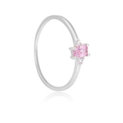 Anel de Prata Zircônia Rosa