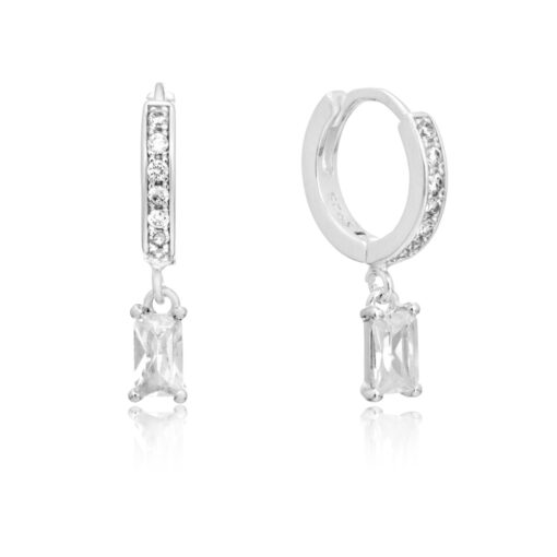 Argola de Prata com Pingente Cristal