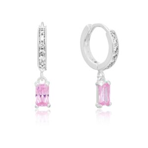 Argola de Prata com Pingente Rosa