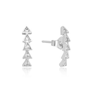 Brinco de Prata Triângulos Zircônias