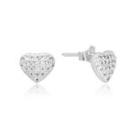 Brinco de Prata Coração Cravejado