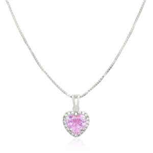 Colar de Prata Coração Rosa