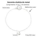 Pulseira de prata 925 coração pendurado abaulado - Imagem 3