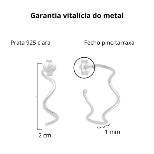 Brinco de prata 925 argola fio ondulado 2 cm - Imagem 5