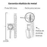 Brinco de prata 925 duplo detalhe cravejado com zircônia cristal - Imagem 4
