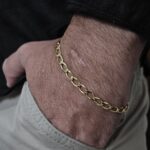 Pulseira masculina Groumet fina 5mm banhado a ouro 18K - Imagem 2