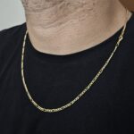 Corrente masculina 3x1 Fígaro 3mm banhada a ouro 18K - Imagem 2